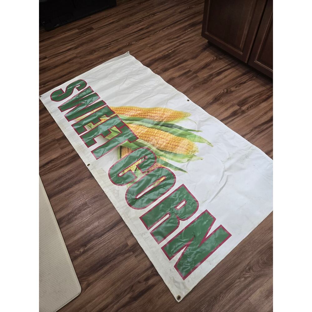 Vinyl SWEET CORN Sign 70" x 35.5" Farm Stand Fleamarket Roadside Advertisement